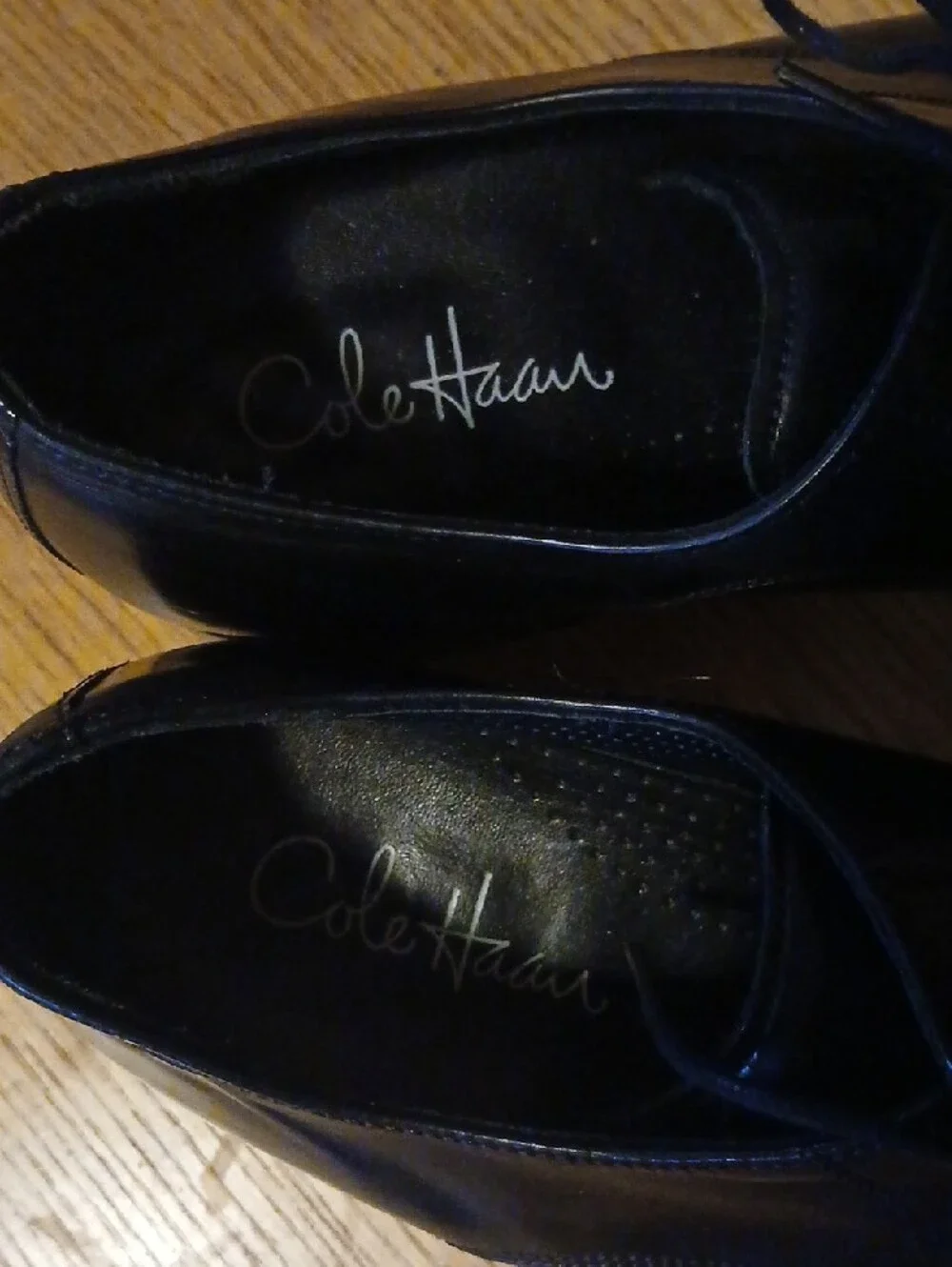 Cole Haan Black Leather Derby Lace-Up Shoes